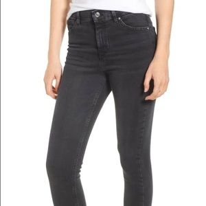 Topshop Jamie Moto Washed Black Jeans